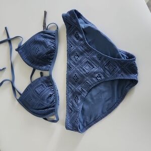 Aerie Eyelet Blue Bikini NWOT